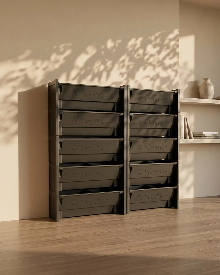 PlantBox Set of 10 indoors, ten empty troughs in two columns